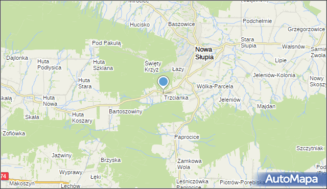 mapa Trzcianka, Trzcianka gmina Nowa Słupia na mapie Targeo